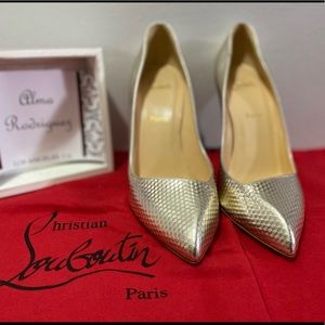 Christian Louboutin Gold Leather New Corneille 100 Mm Pumps
